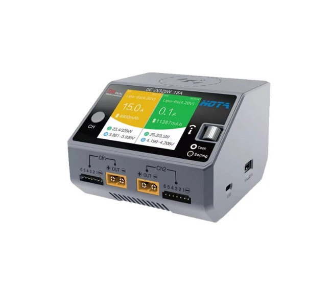 XT60x2 Charger 2 HOTA D6 Pro 325W 15A 1-6S Dual AC/DC - Image 2