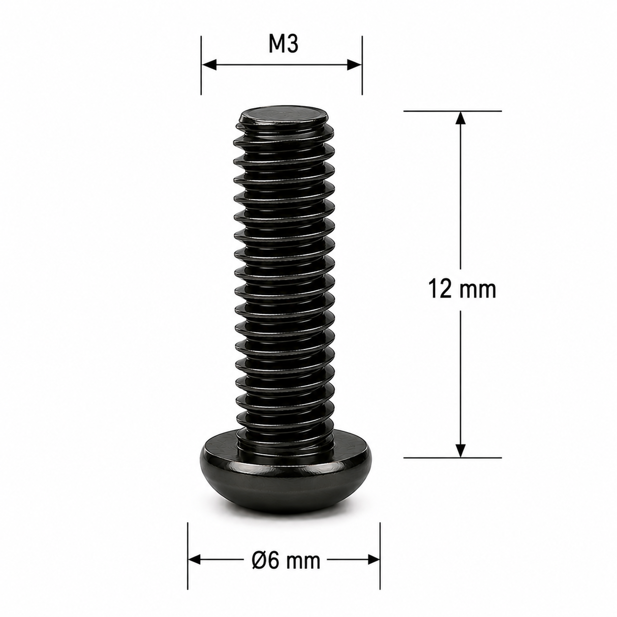 2 M3x12 Screw Mushroom Head M3x12 Mushroom varžtas - Image 2