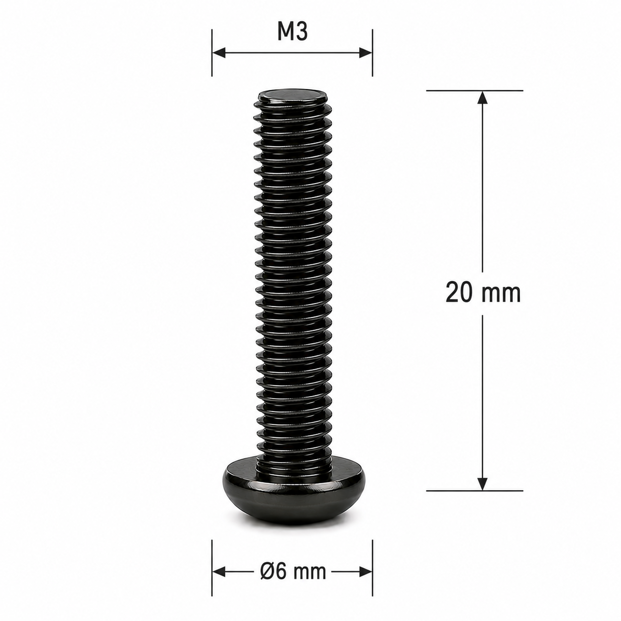 2 M3x20 Screw Mushroom Head 1 M3x20 Mushroom varžtas - Image 2