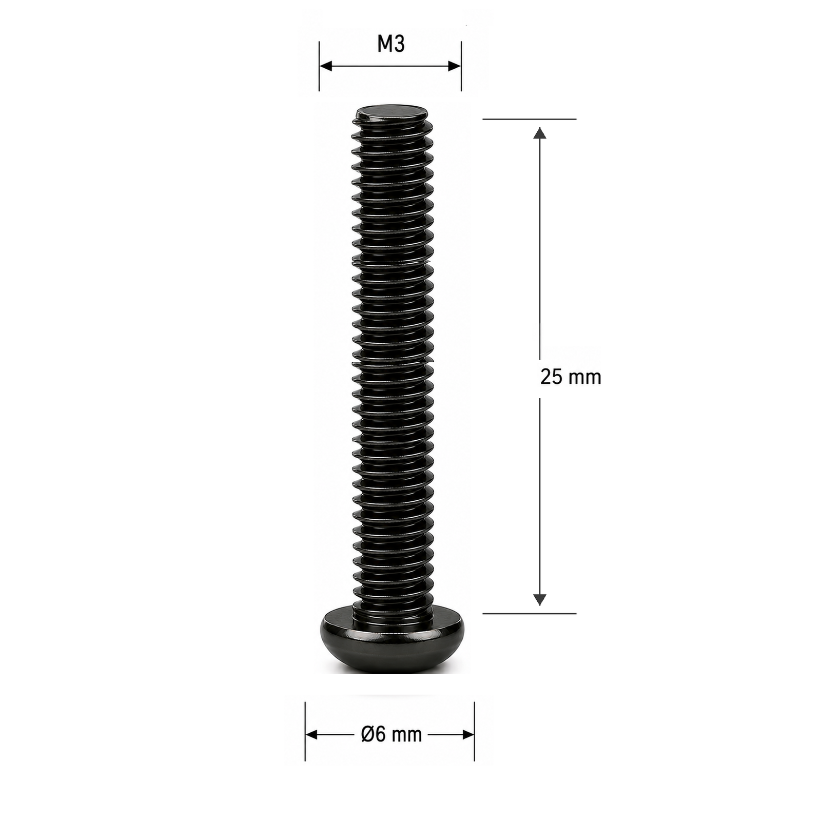 2 M3x25 Screw Mushroom Head 1 M3x25 Mushroom varžtas - Image 2