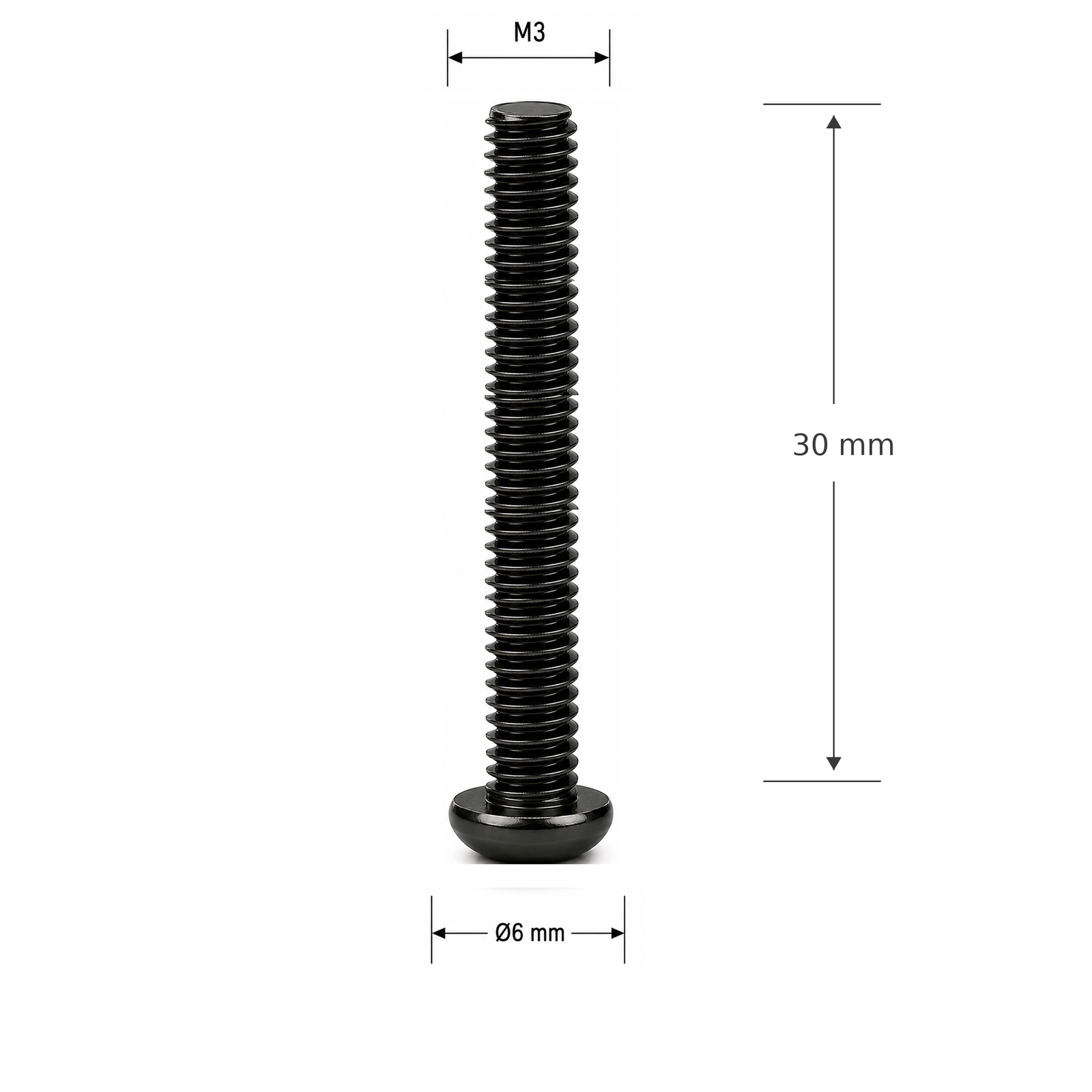 2 M3x30 Screw Mushroom Head 1 M3x30 Mushroom varžtas - Image 2