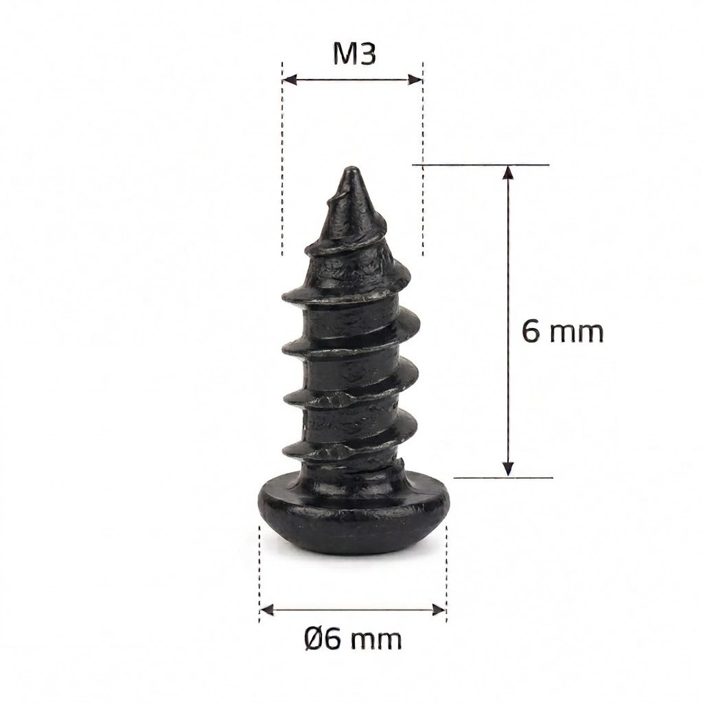 2 M3x6 Screw Mushroom Head Self Tapping M3x6 Mushroom Self-Tapping varžtas - Image 2