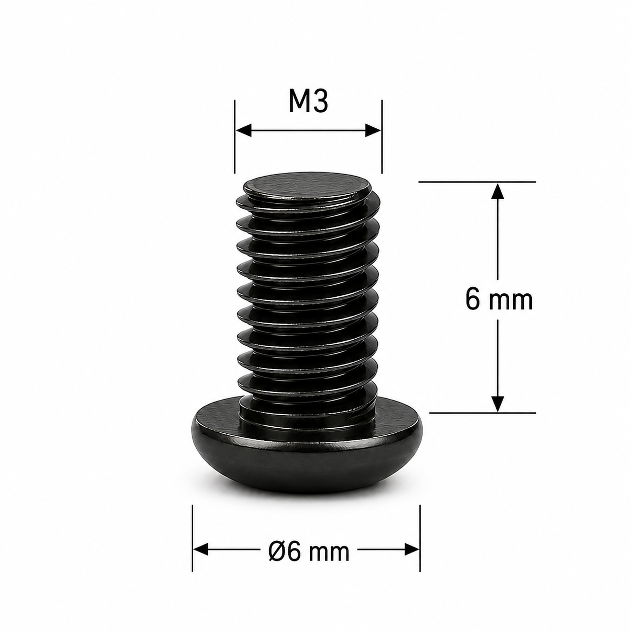 2 M3x6 Screw Mushroom Head M3x6 Mushroom varžtas - Image 2