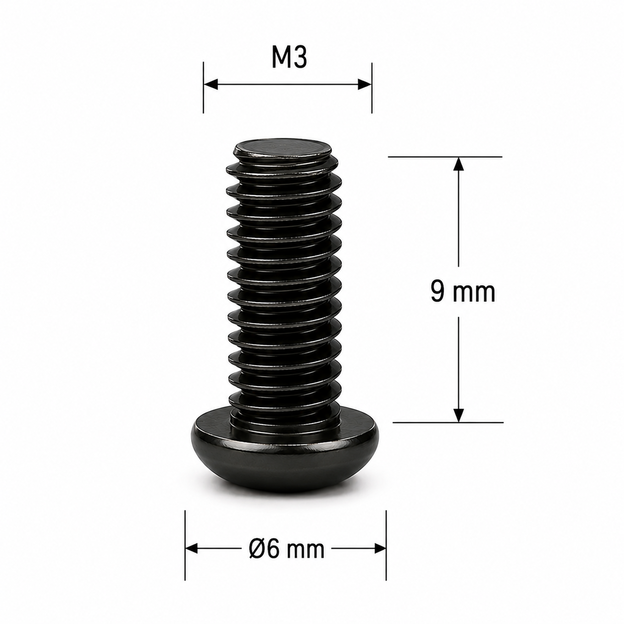 2 M3x9 Screw Mushroom Head M3x9 Mushroom varžtas - Image 2
